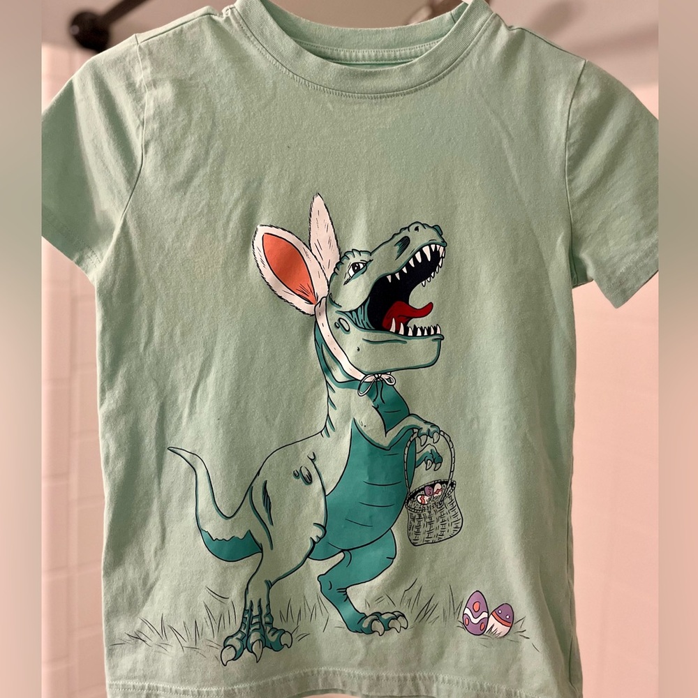 Cat & Jack Mint Green T-Rex Bunny Graphic Tee